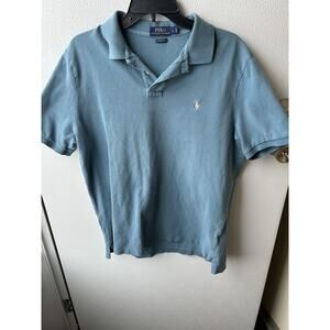 Polo RALPH LAUREN Men Large Short Sleeve Classic Fit Soft Cotton Teal Polo Shirt